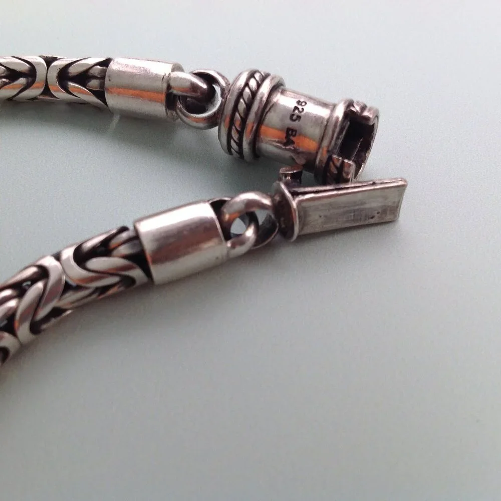 Sterling Silver 925 Byzantine Bracelet  w Barrel Clasp 7.5